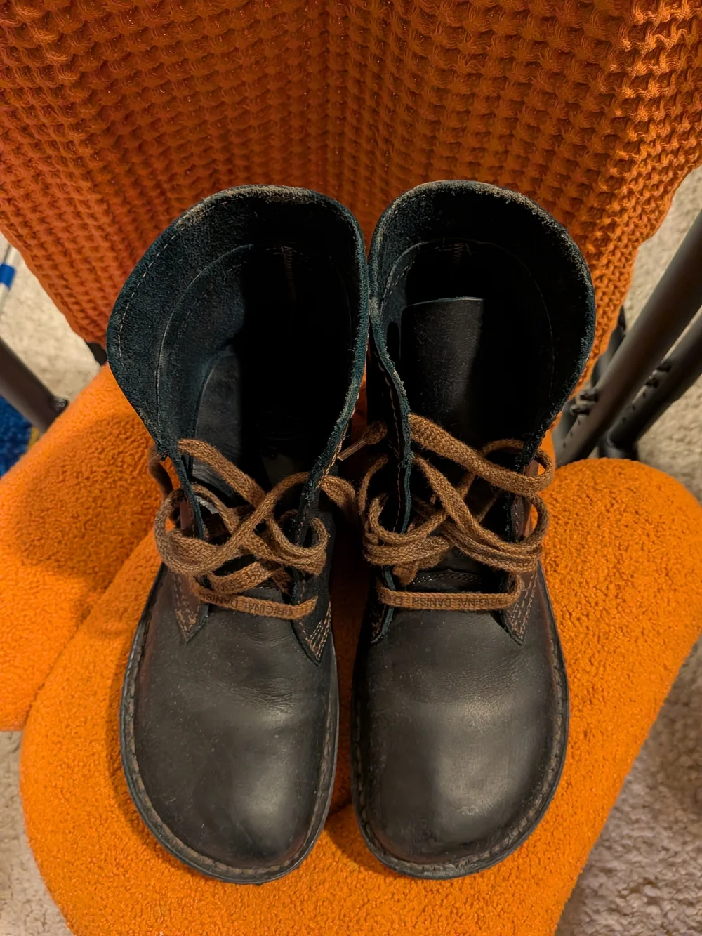 Men's Duckfeet Faborg Black Leather Lace-Up Boots with Brown Laces